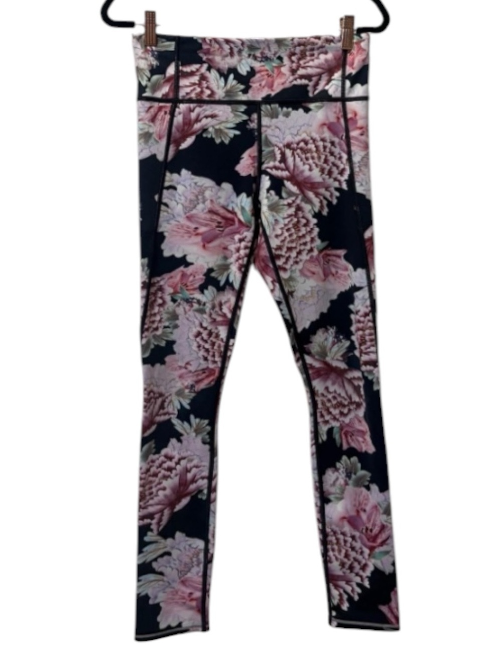 Athleta Floral Print Leggings - Black & Pink